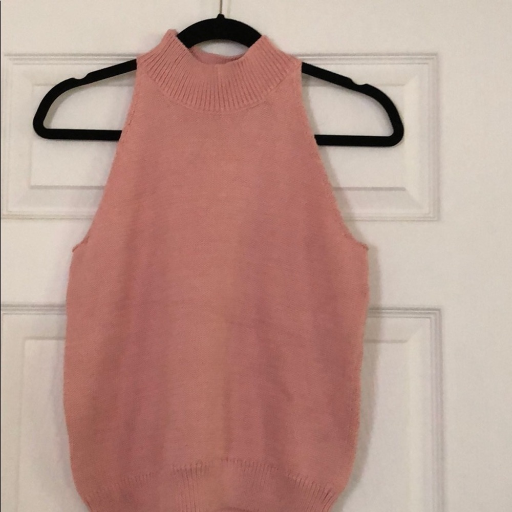 Sleeveless mock neck top